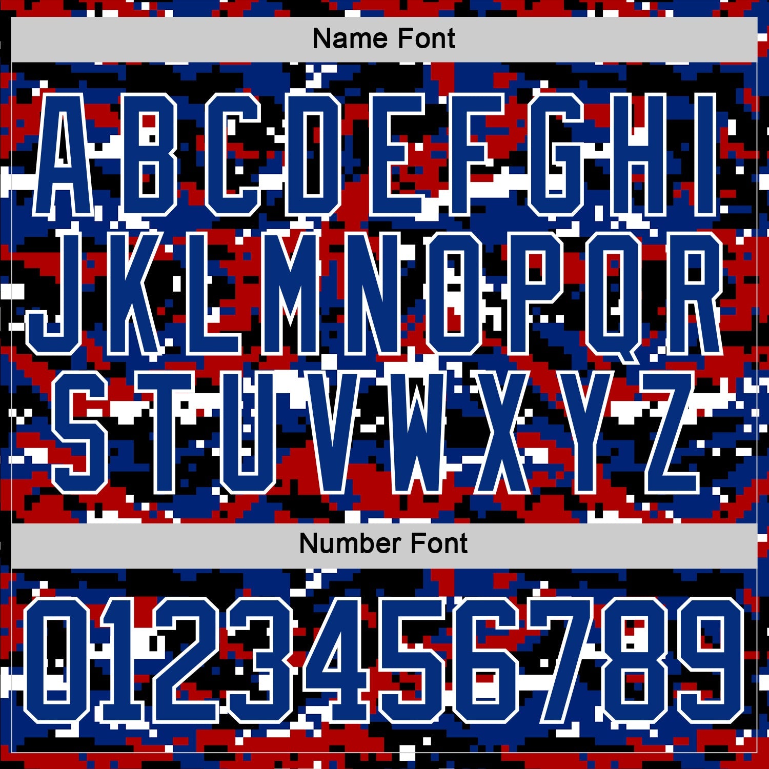 Custom Camo Royal Black-White American Flag Digital Camouflage Hockey Lace Neck Jersey view 7