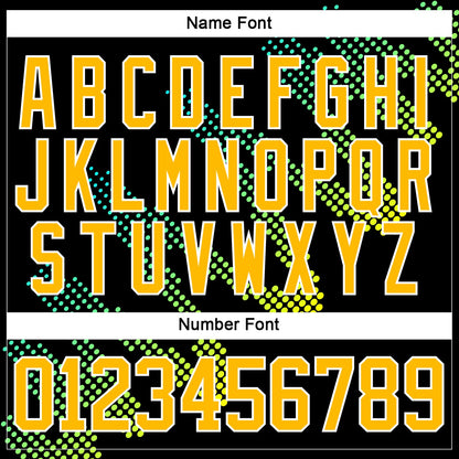 Custom Aurora Green Gold Black-White Foodie Funny Fries Hockey Lace Neck Jersey view 5