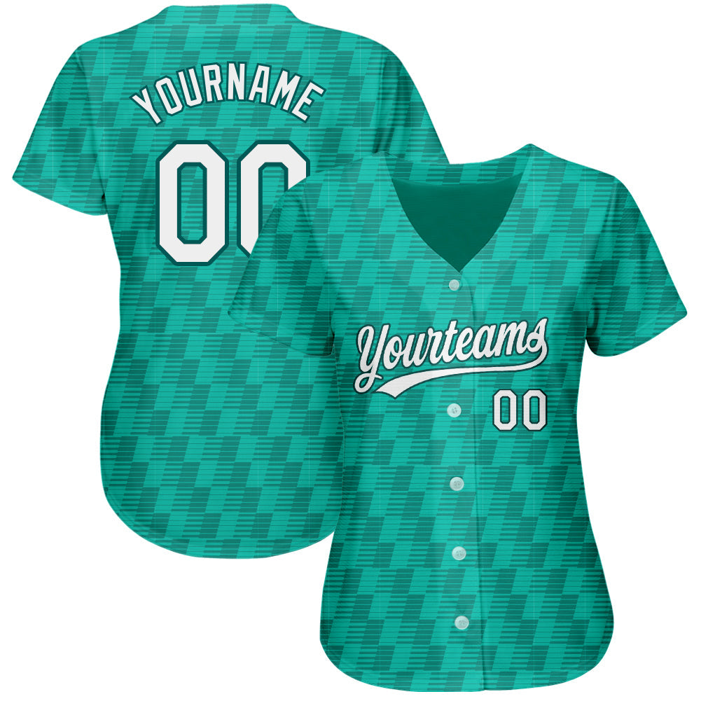 Custom Kelly Green White-Black 3D Pattern Design Authentic Baseball Jersey view 2