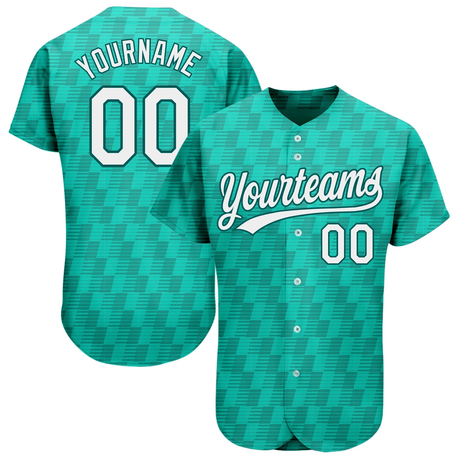 Custom Kelly Green White-Black 3D Pattern Design Authentic Baseball Jersey - Main View
