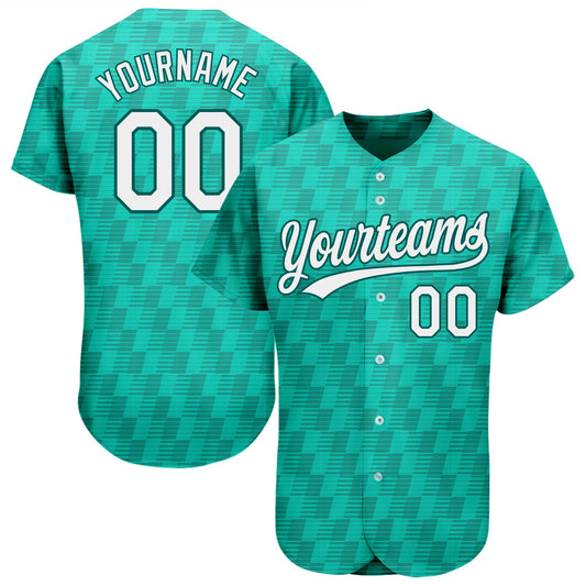 Custom Kelly Green White-Black 3D Pattern Design Authentic Baseball Jersey - Main View