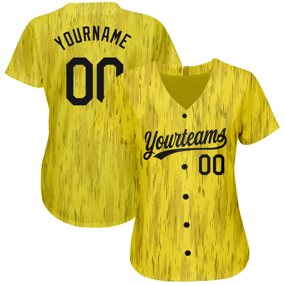 Custom Gold Black 3D Pattern Design Authentic Baseball Jersey view 2