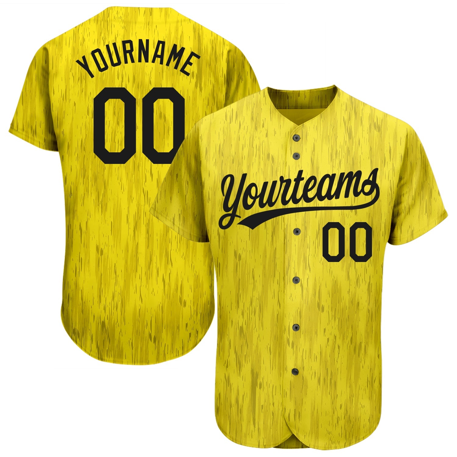 Custom Gold Black 3D Pattern Design Authentic Baseball Jersey - Main View