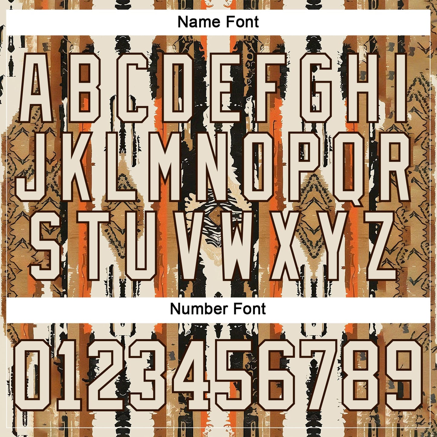 Custom Cream Brown Orange-Black Tribal Indigenous Grunge Splash Hockey Lace Neck Jersey view 7