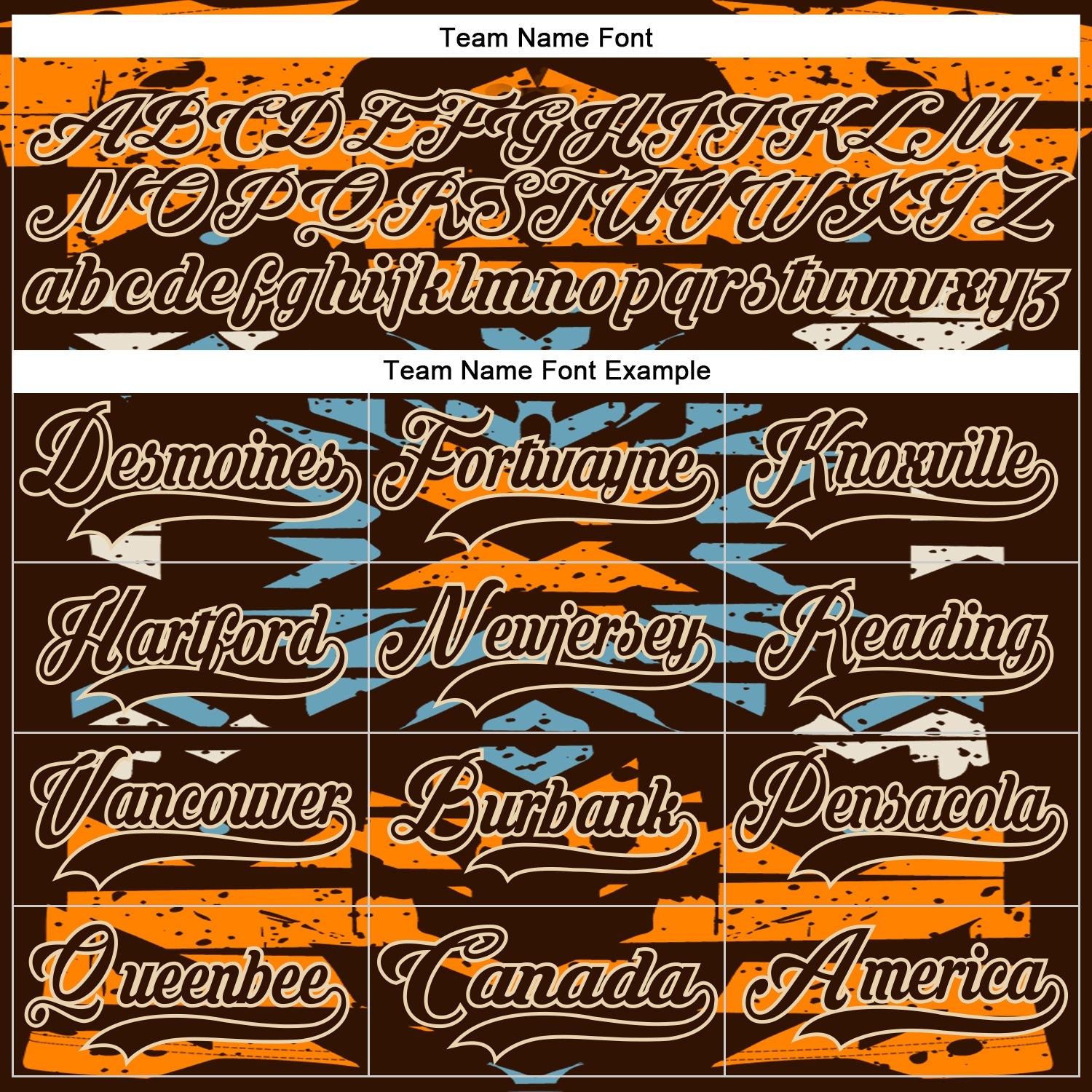 Custom Brown Bay Orange Blue-City Cream Tribal Indigenous Grunge Splash Hockey Lace Neck Jersey view 6