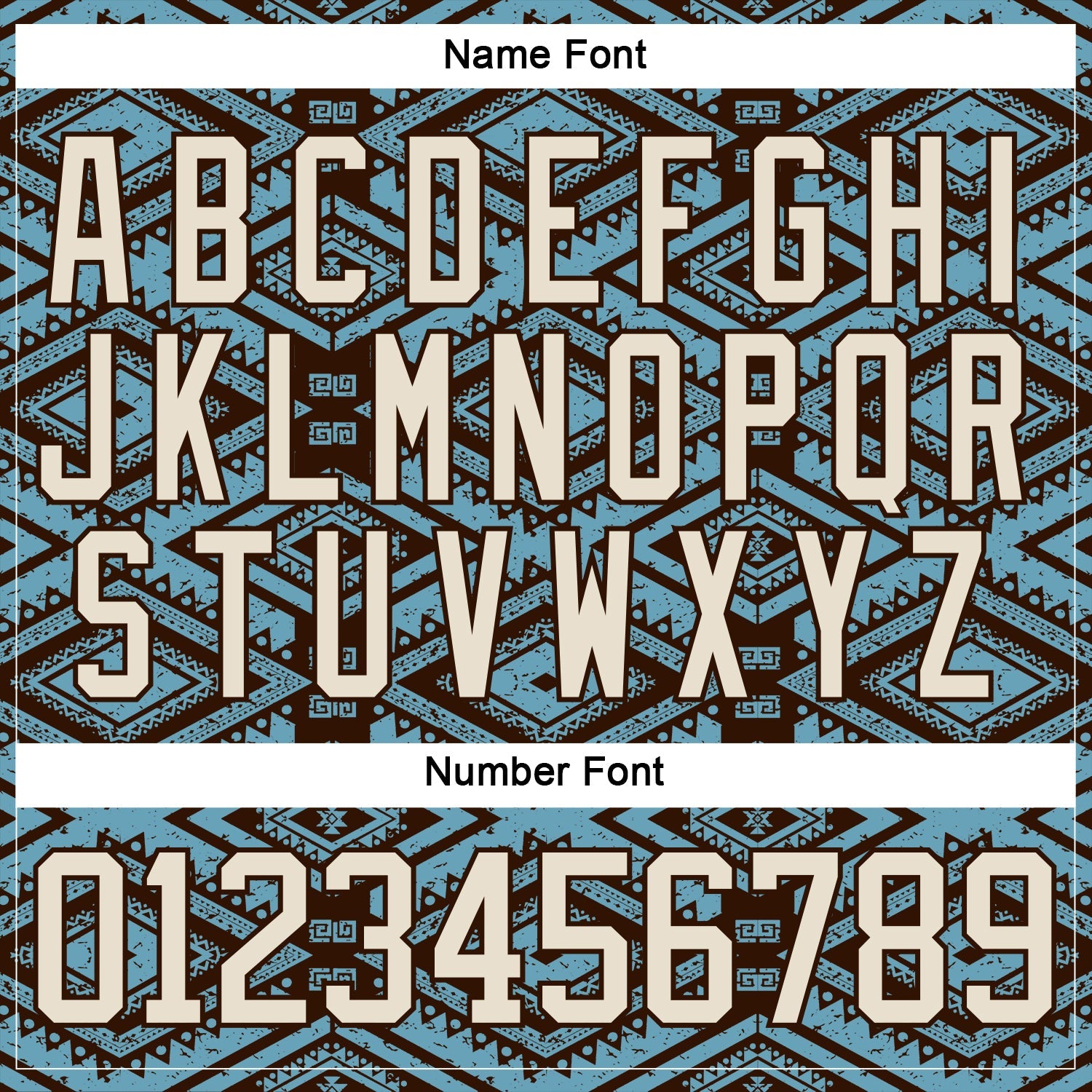Custom Shadow Blue Cream-Brown Tribal Indigenous Grunge Geometric Splash Hockey Lace Neck Jersey view 7