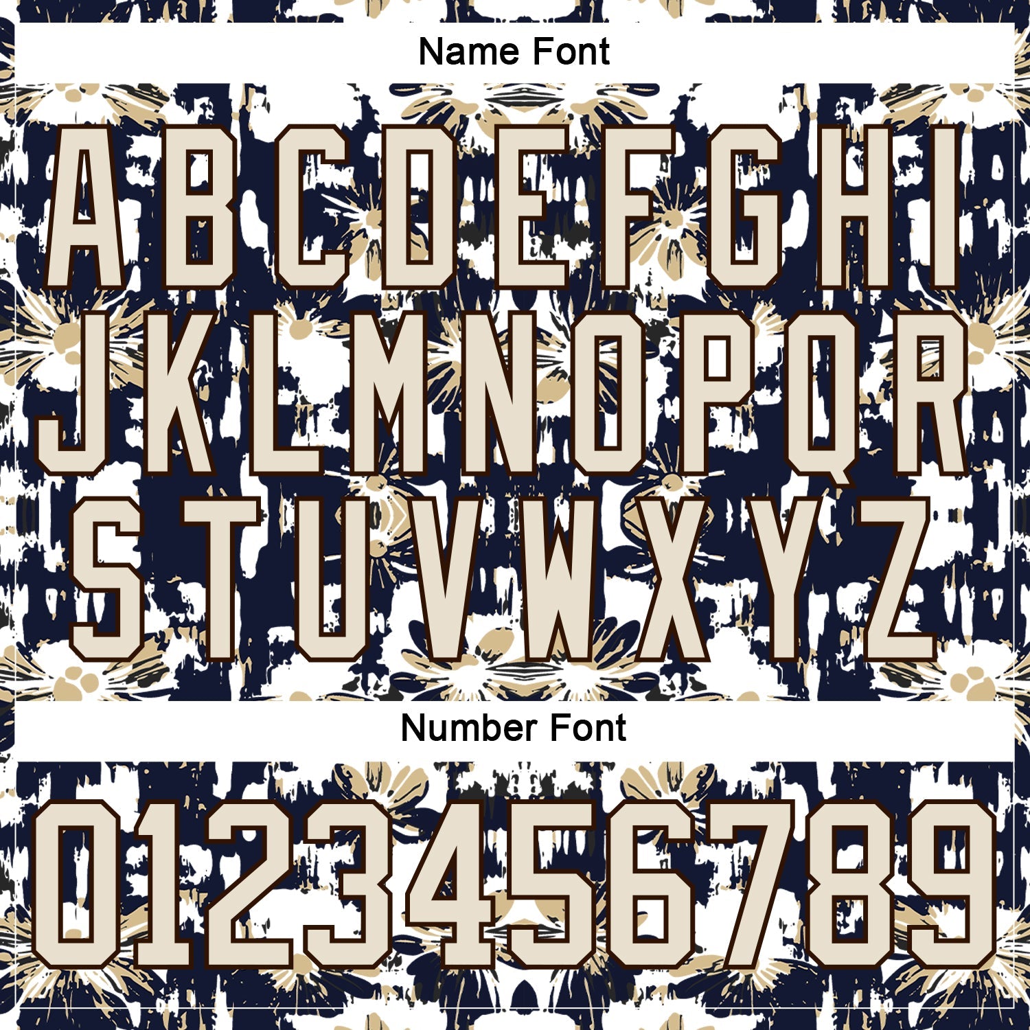 Custom Navy Cream Brown-Vegas Gold Tribal Indigenous Grunge Floral Splash Hockey Lace Neck Jersey view 7