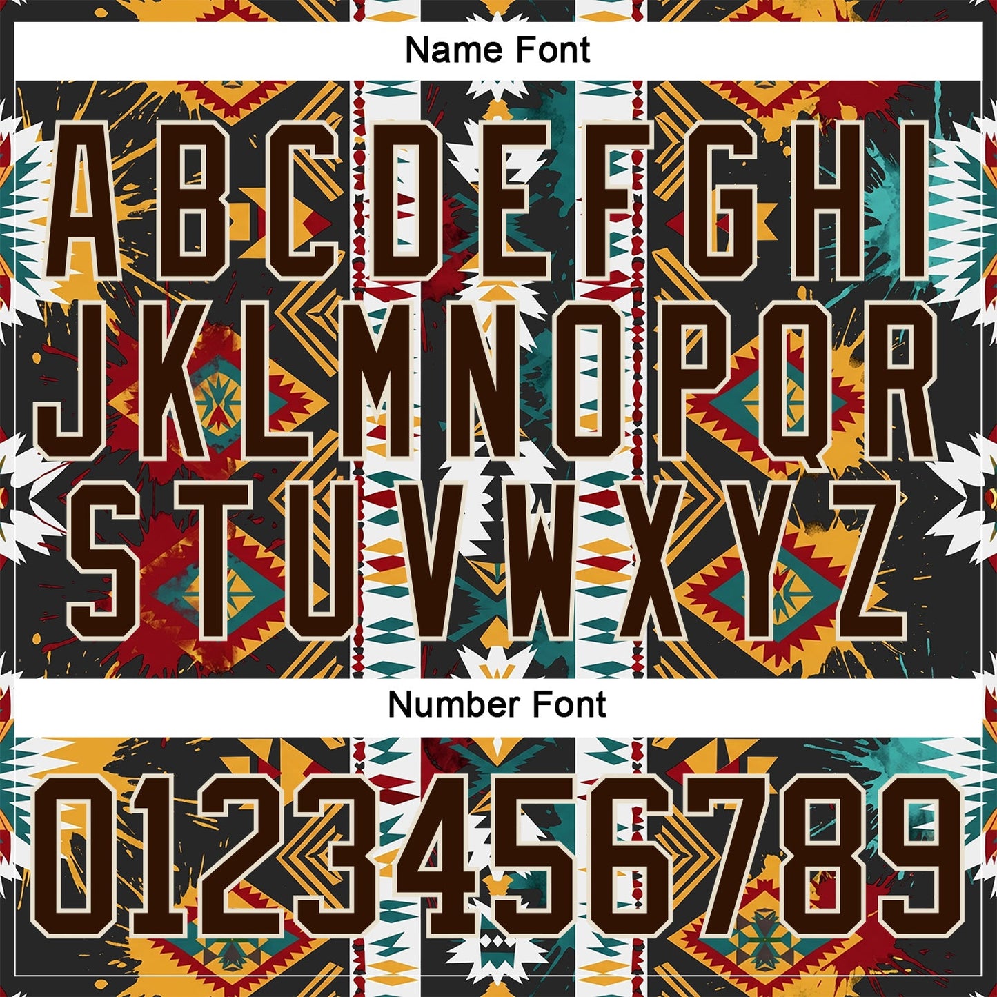 Custom Brown Yellow Green Red-Cream Tribal Indigenous Grunge Geometric Splash Hockey Lace Neck Jersey view 7