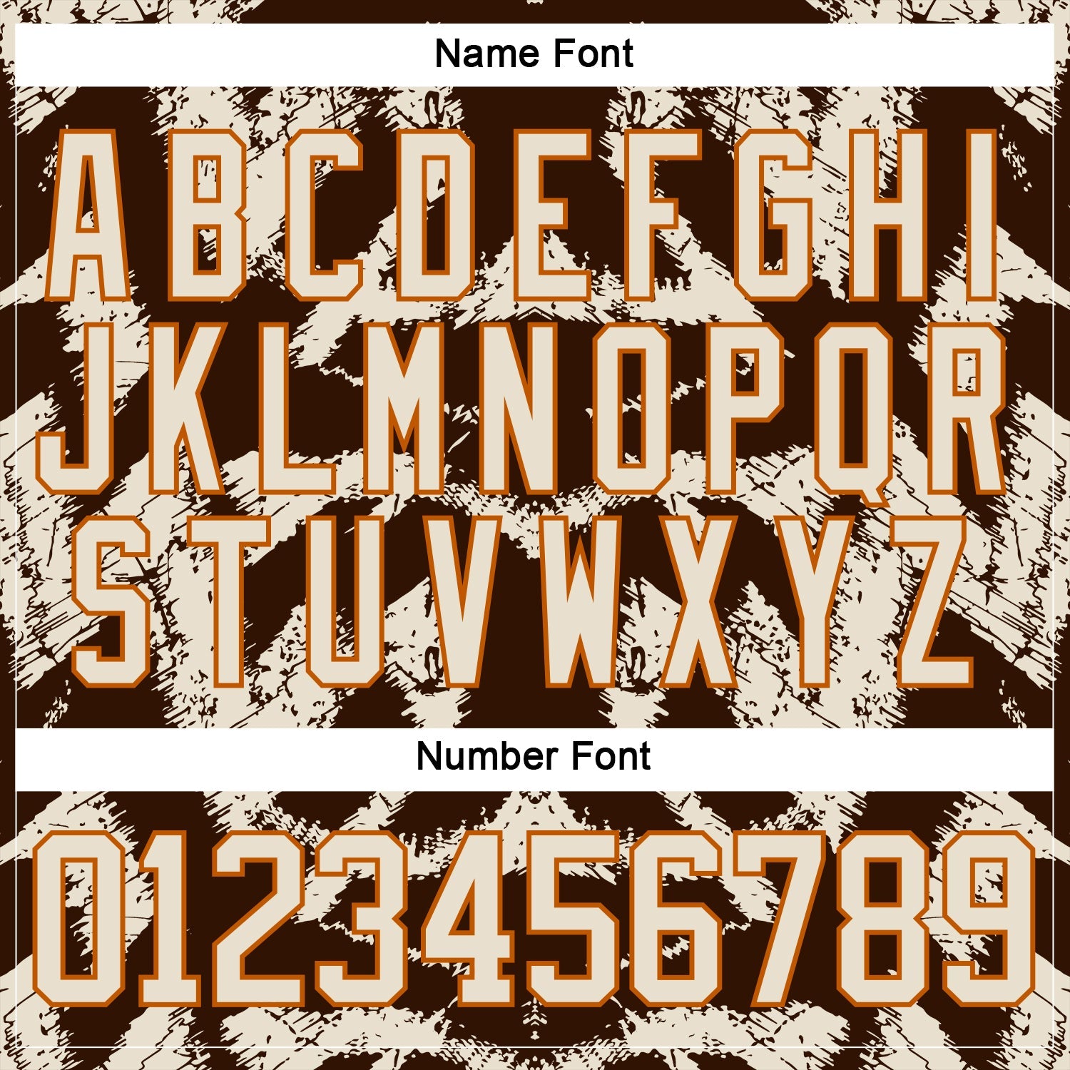 Custom Brown Cream-Texas Orange Tribal Indigenous Grunge Splash Hockey Lace Neck Jersey view 7
