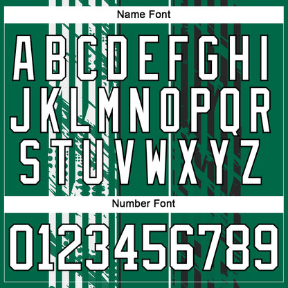 Custom Kelly Green White-Black Abstract Dallas Inspired Grunge Stripe Hockey Lace Neck Jersey view 7