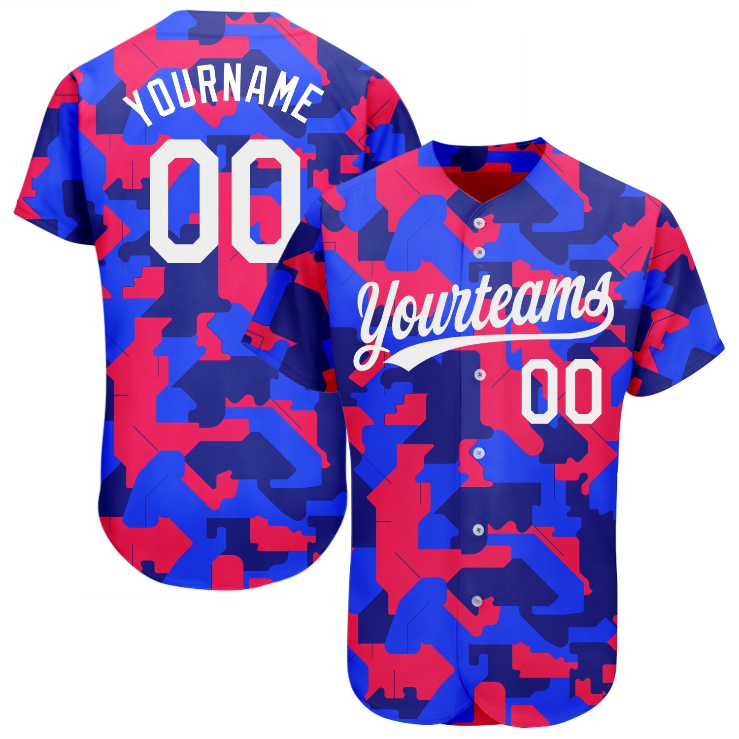 Custom Camo White-Royal 3D Pattern Design Authentic Salute To Service Baseball Jersey - Main View