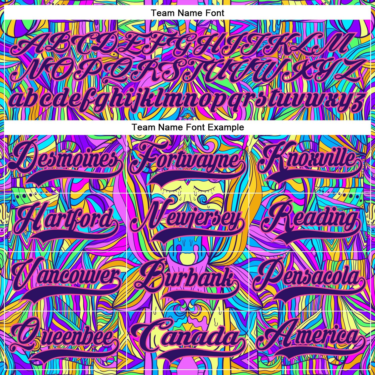 Custom Purple Pink-Yellow Trippy Psychedelic Hockey Lace Neck Jersey view 6