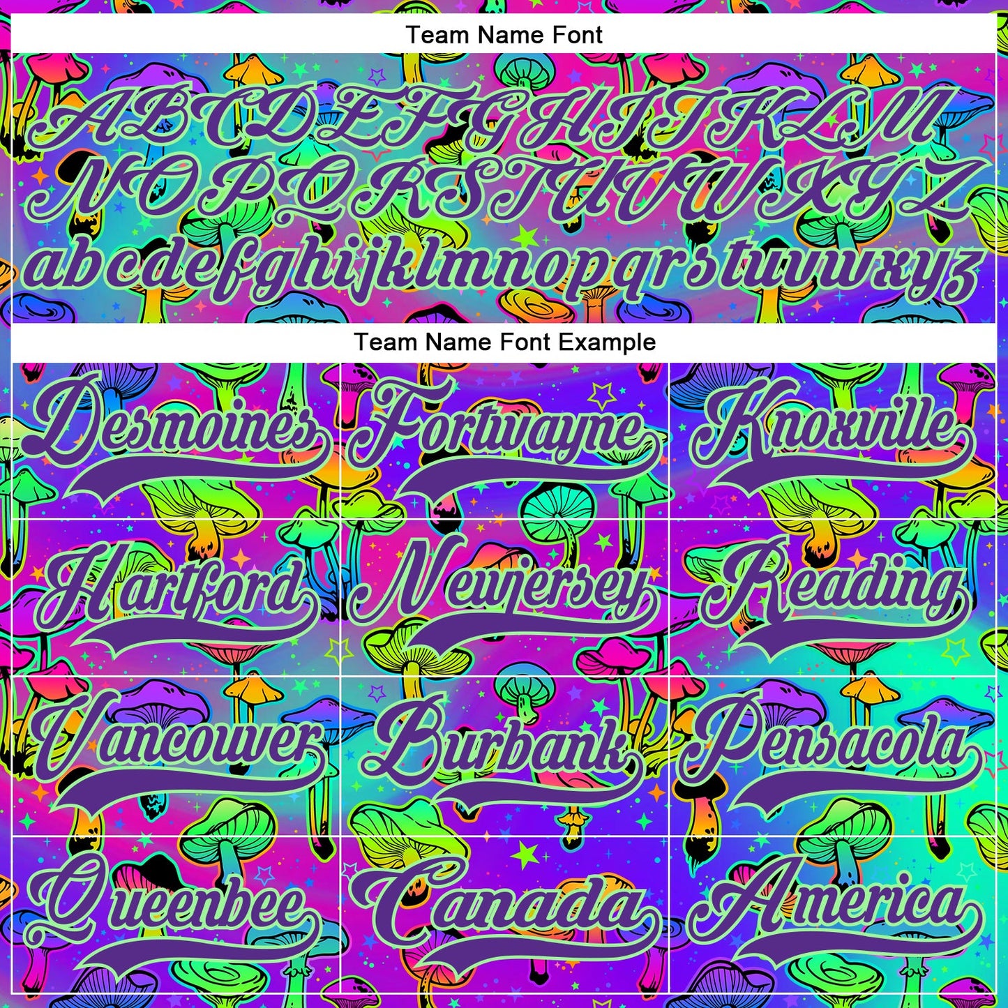 Custom Purple Pea Green-Black Trippy Psychedelic Magic Mushrooms Hockey Lace Neck Jersey view 6