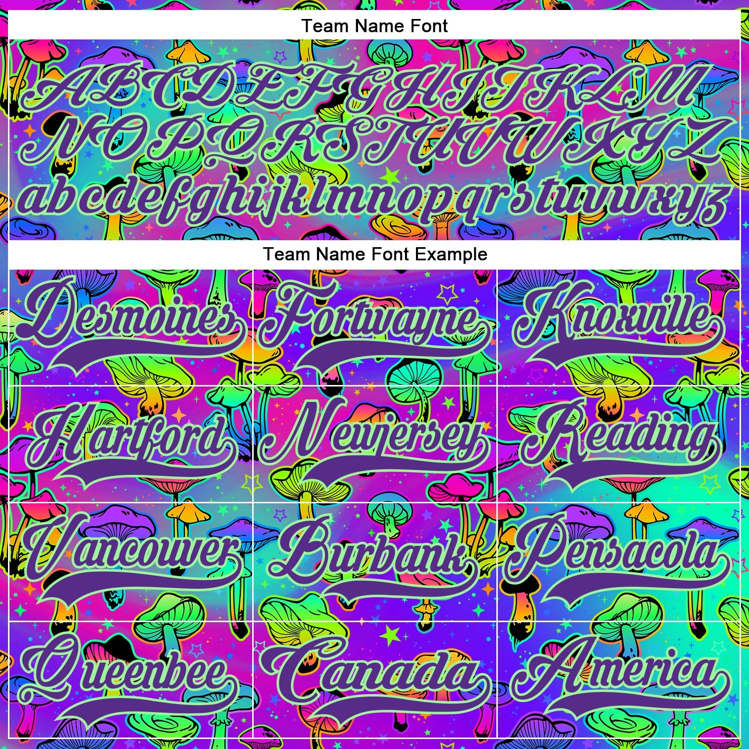 Custom Purple Pea Green-Black Trippy Psychedelic Magic Mushrooms Hockey Lace Neck Jersey view 6