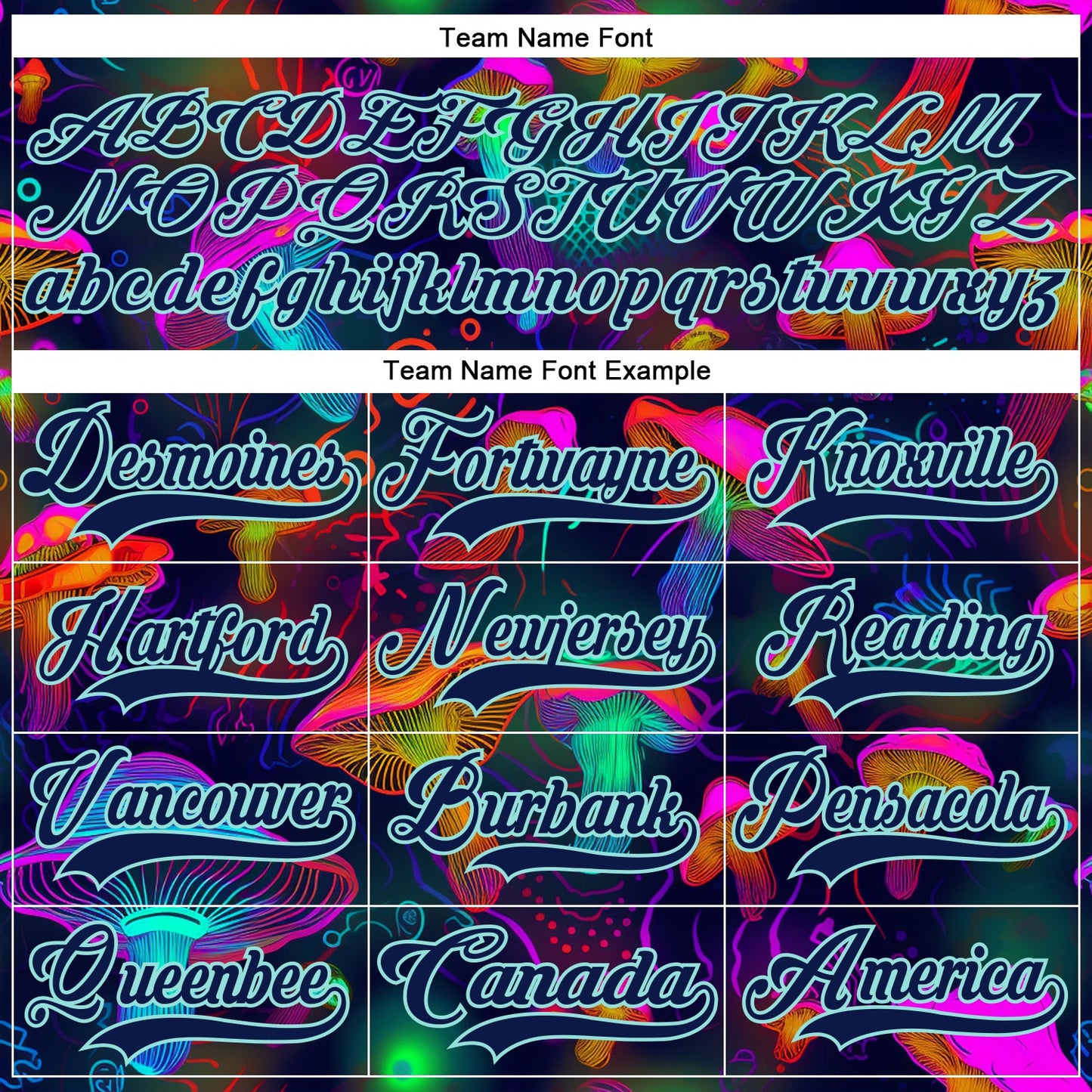 Custom Navy Ice Blue Yellow-Pink Trippy Psychedelic Magic Mushrooms Hockey Lace Neck Jersey view 6