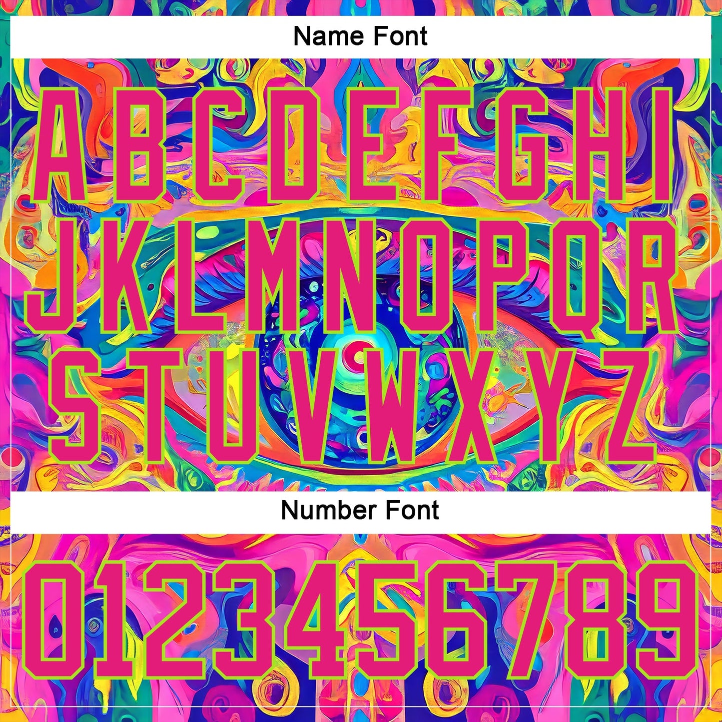 Custom Hot Pink Neon Green Yellow-Blue Trippy Psychedelic Neon Hockey Lace Neck Jersey view 7