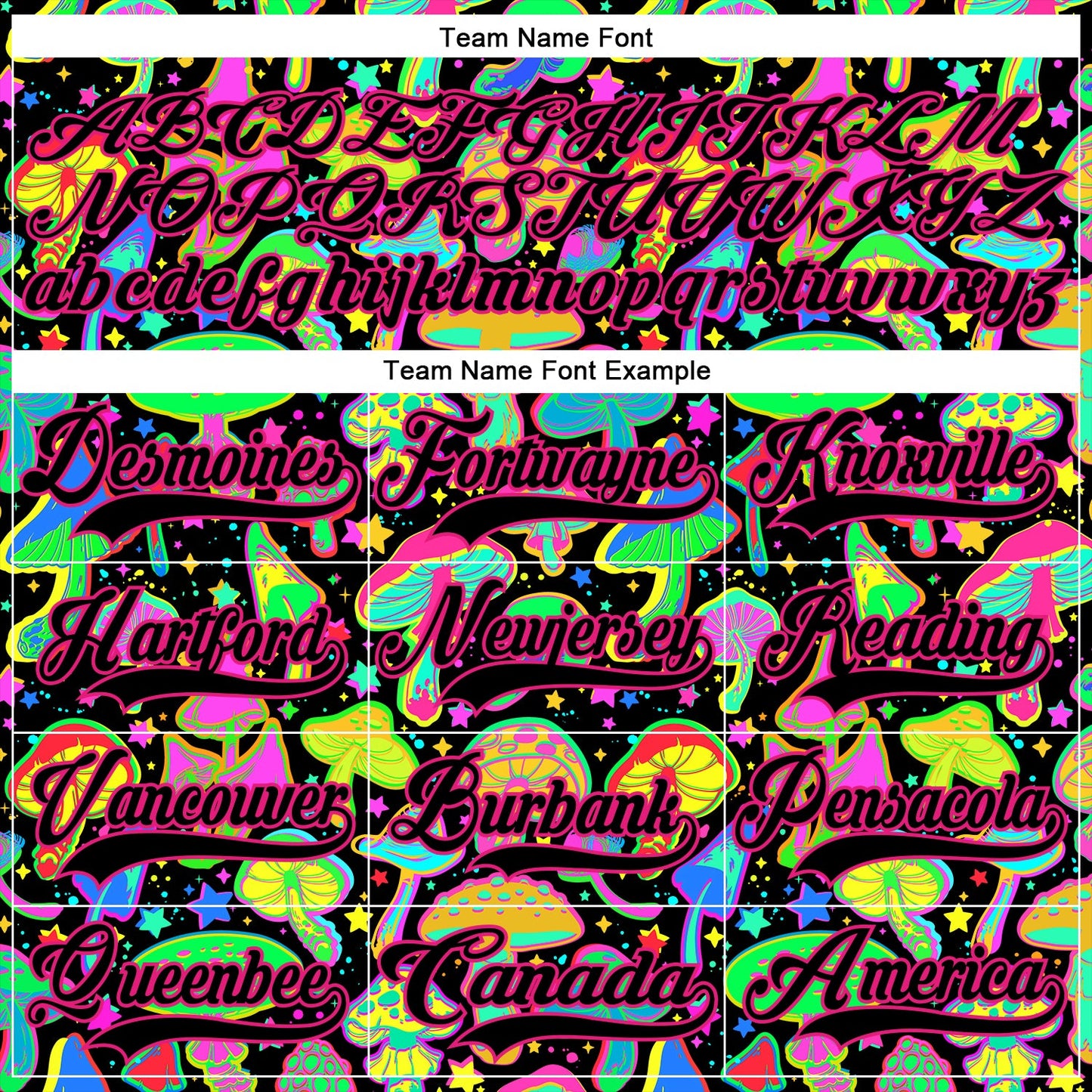 Custom Black Hot Pink Trippy Psychedelic Magic Mushrooms Hockey Lace Neck Jersey view 6