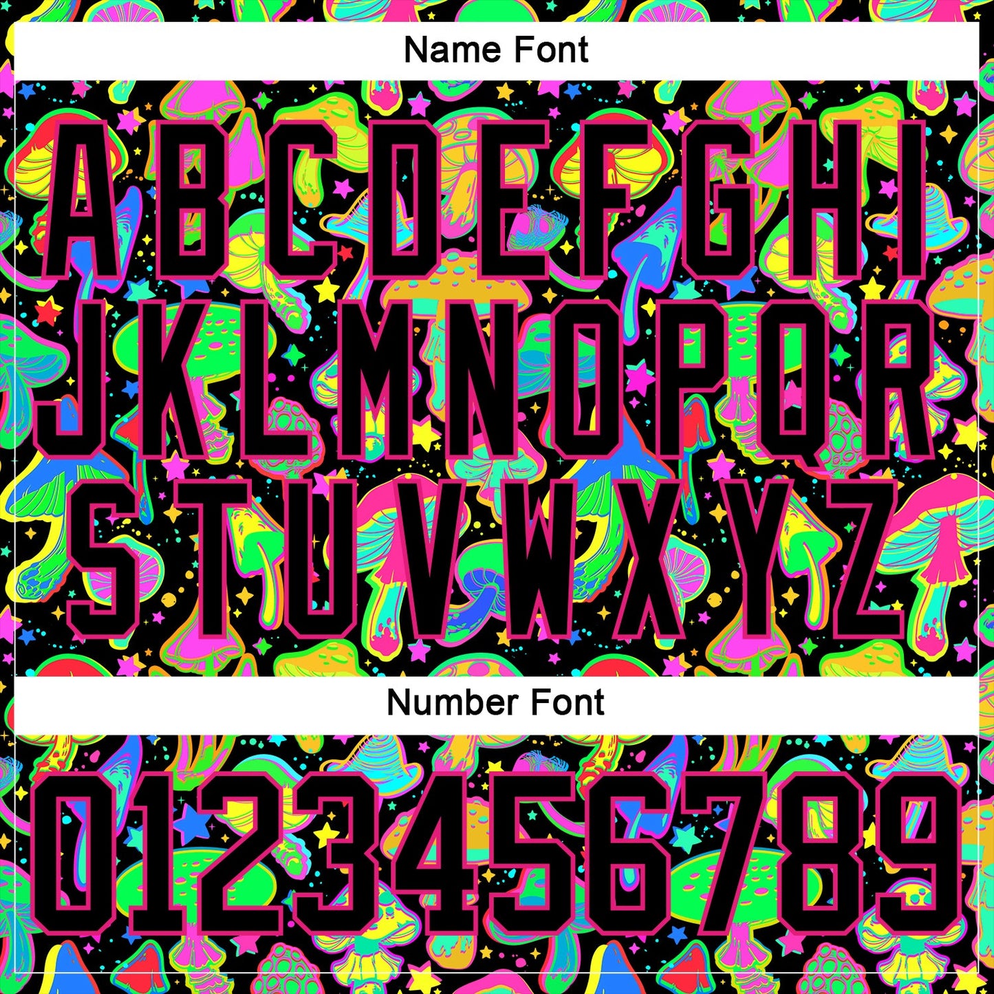 Custom Black Hot Pink Trippy Psychedelic Magic Mushrooms Hockey Lace Neck Jersey view 7
