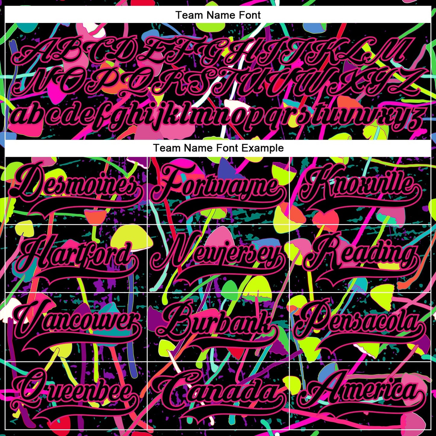 Custom Black Hot Pink Trippy Psychedelic Magic Mushrooms Hockey Lace Neck Jersey view 6