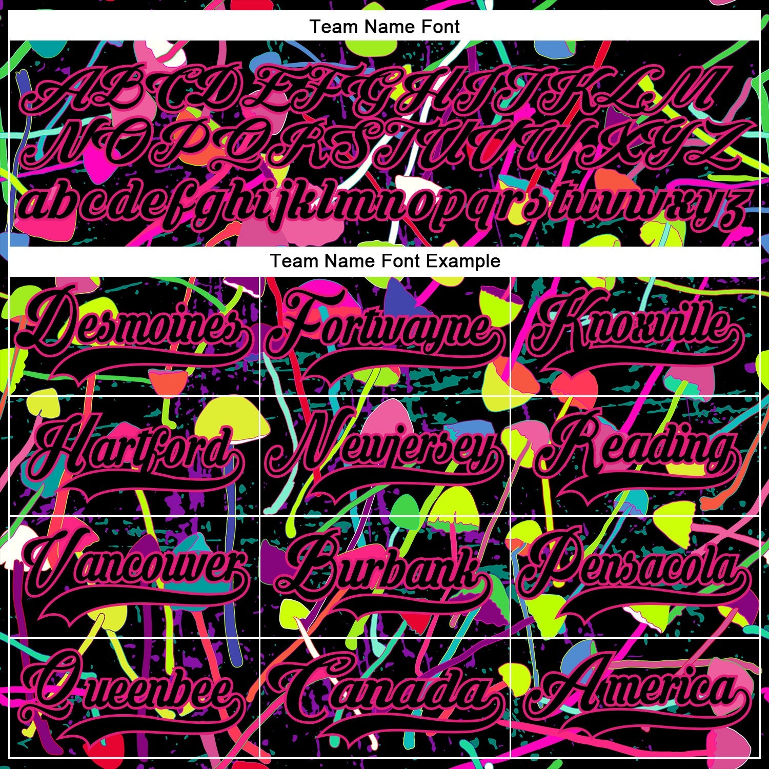 Custom Black Hot Pink Trippy Psychedelic Magic Mushrooms Hockey Lace Neck Jersey view 6