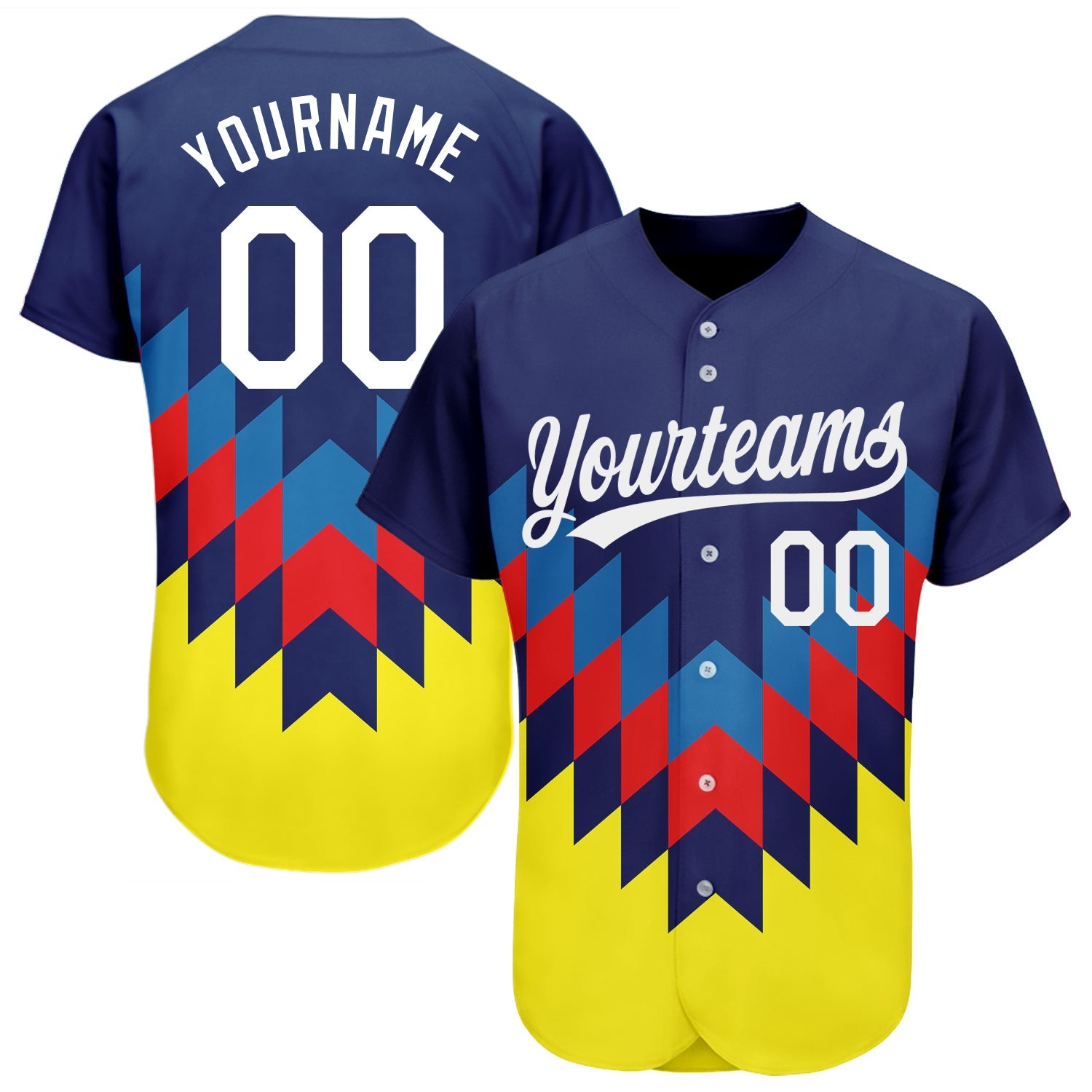 Custom Figure White-Gold 3D Pattern Design Authentic Baseball Jersey - Main View