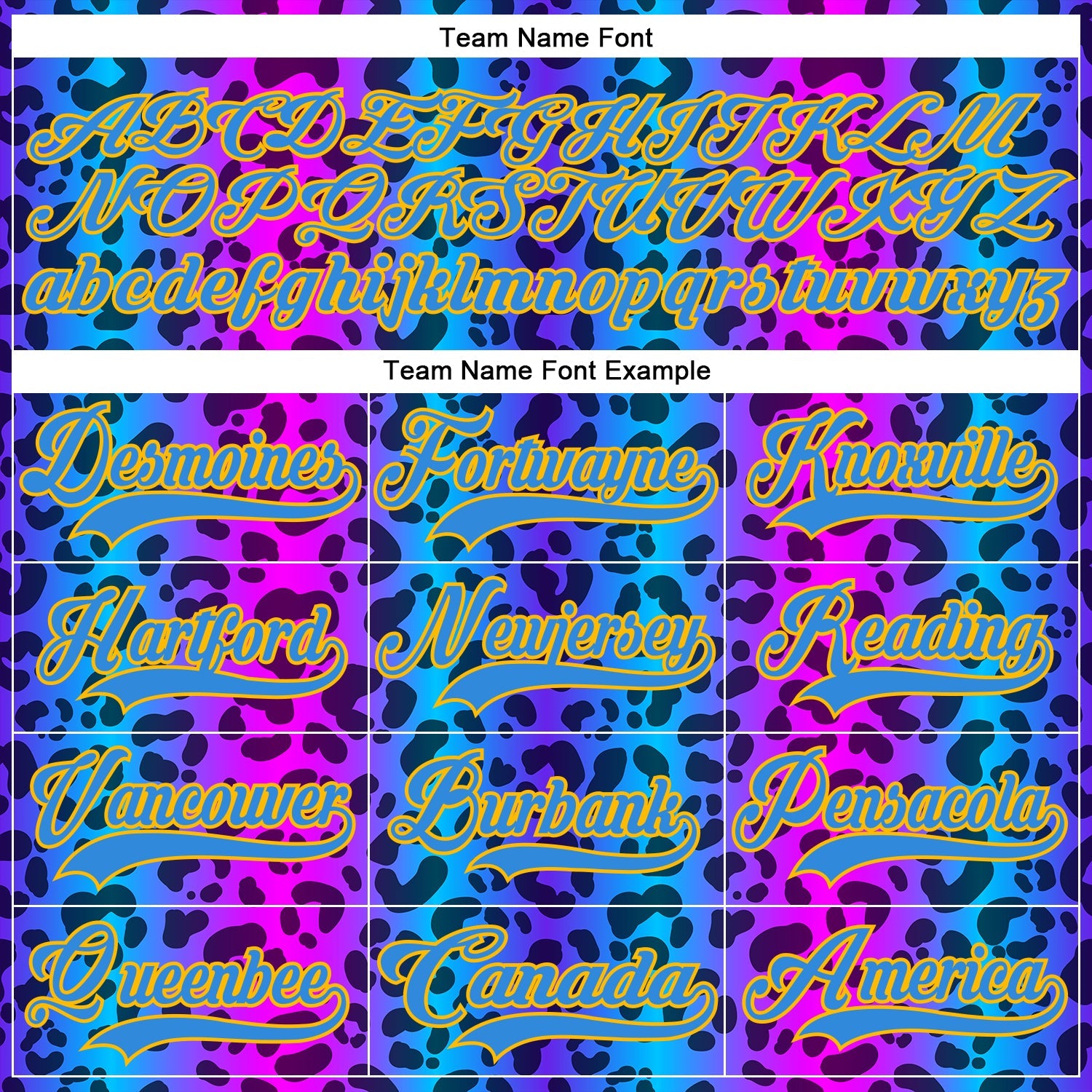Custom Powder Blue Pink Gold-White Leopard Print Neon Hockey Lace Neck Jersey view 6