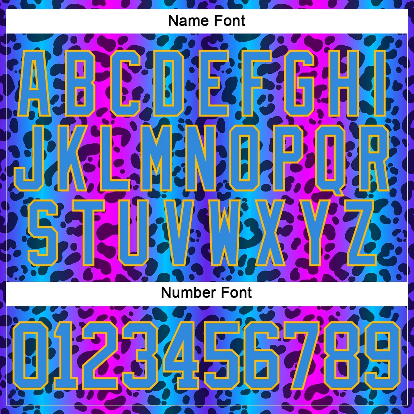 Custom Powder Blue Pink Gold-White Leopard Print Neon Hockey Lace Neck Jersey view 7