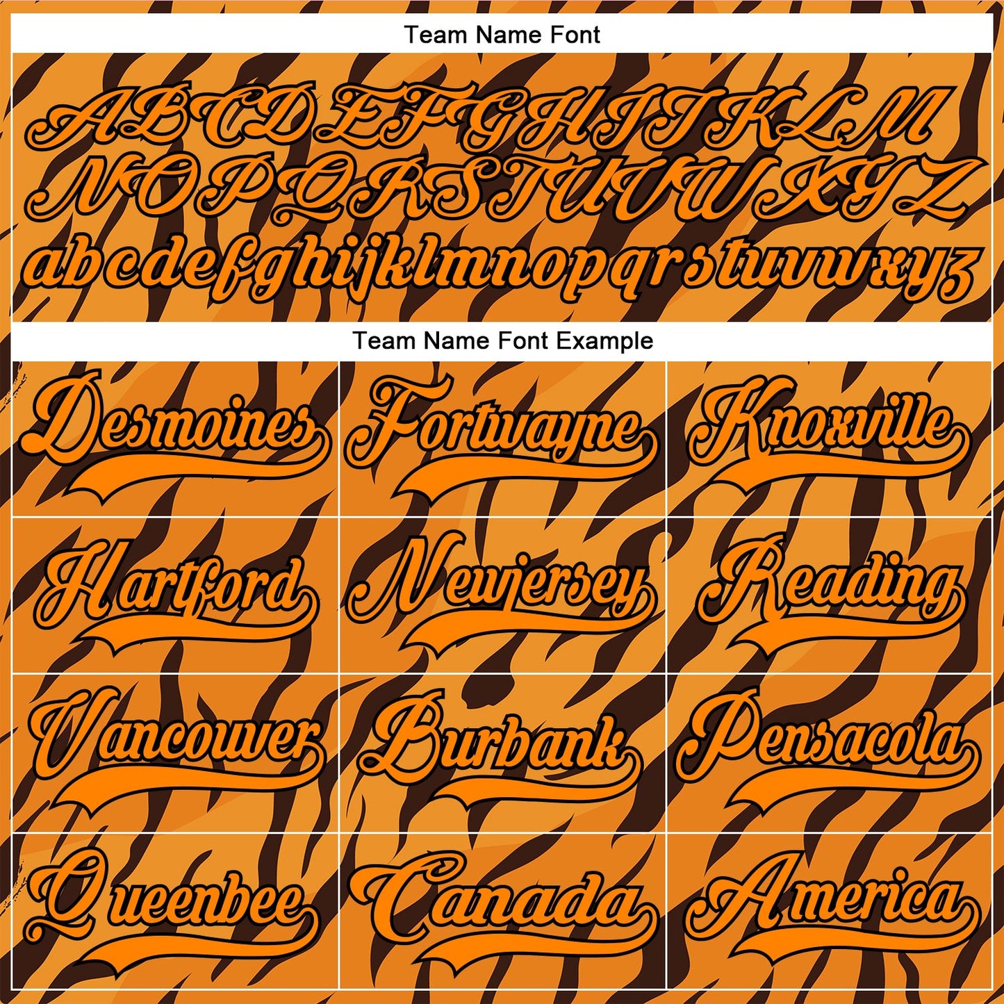 Custom Bay Orange Black Tiger Print Neon Hockey Lace Neck Jersey view 6