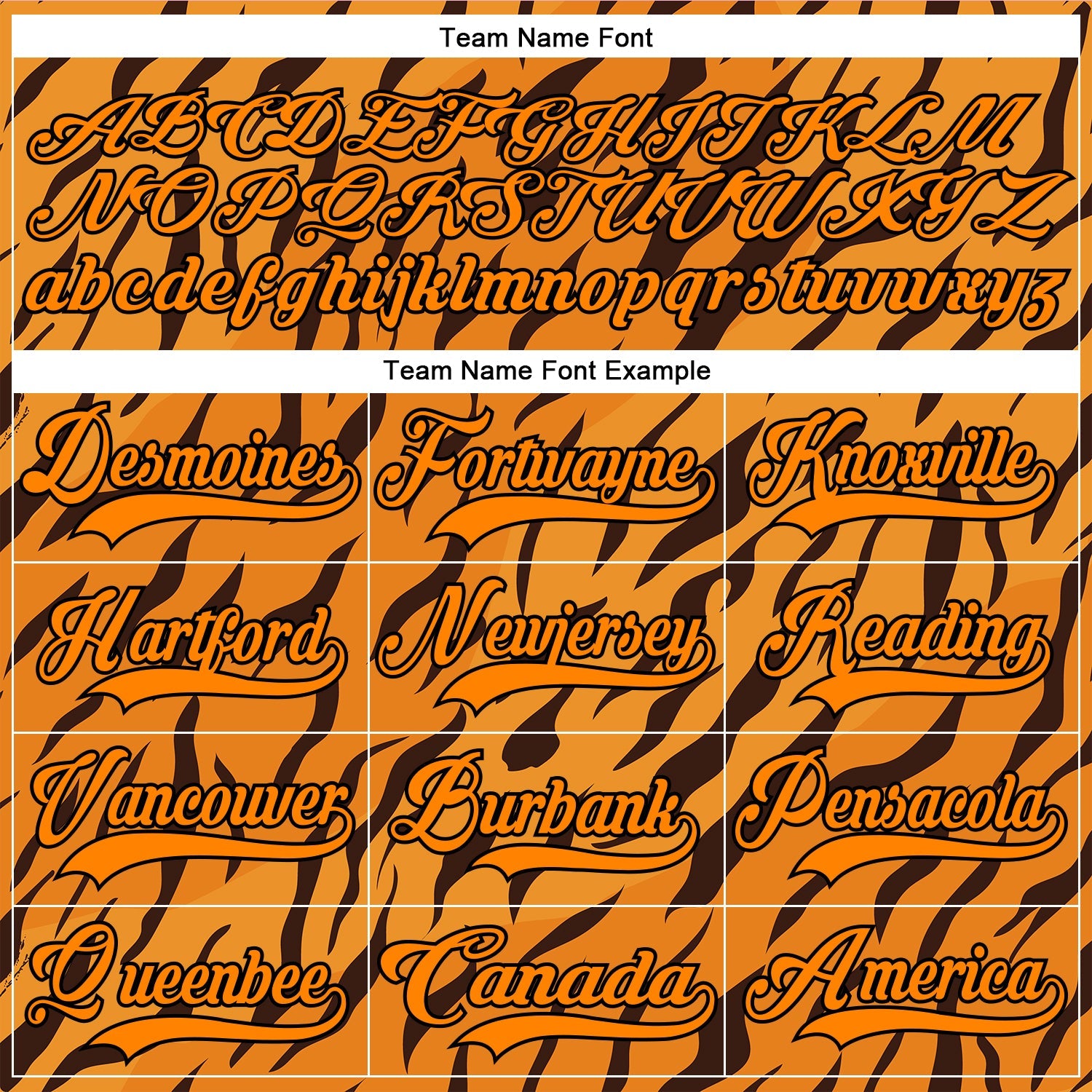 Custom Bay Orange Black Tiger Print Neon Hockey Lace Neck Jersey view 6