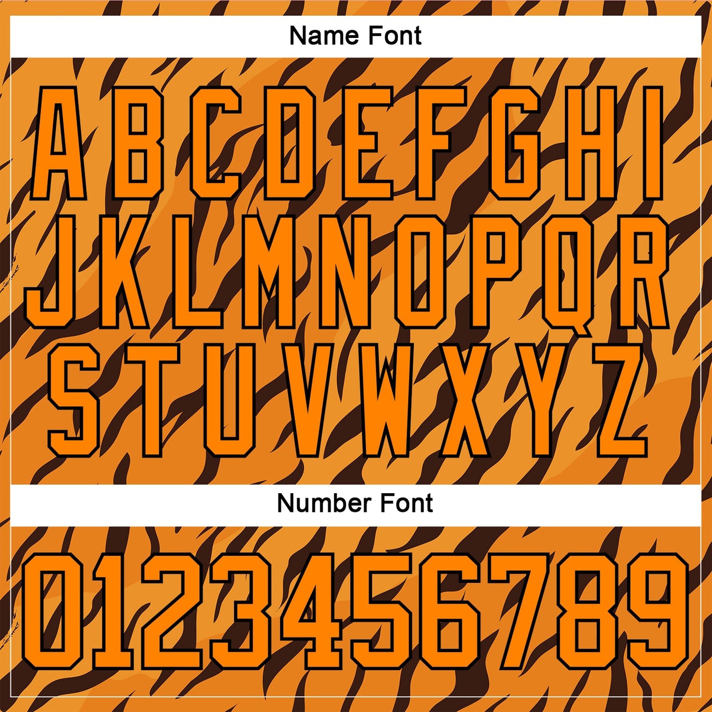 Custom Bay Orange Black Tiger Print Neon Hockey Lace Neck Jersey view 7