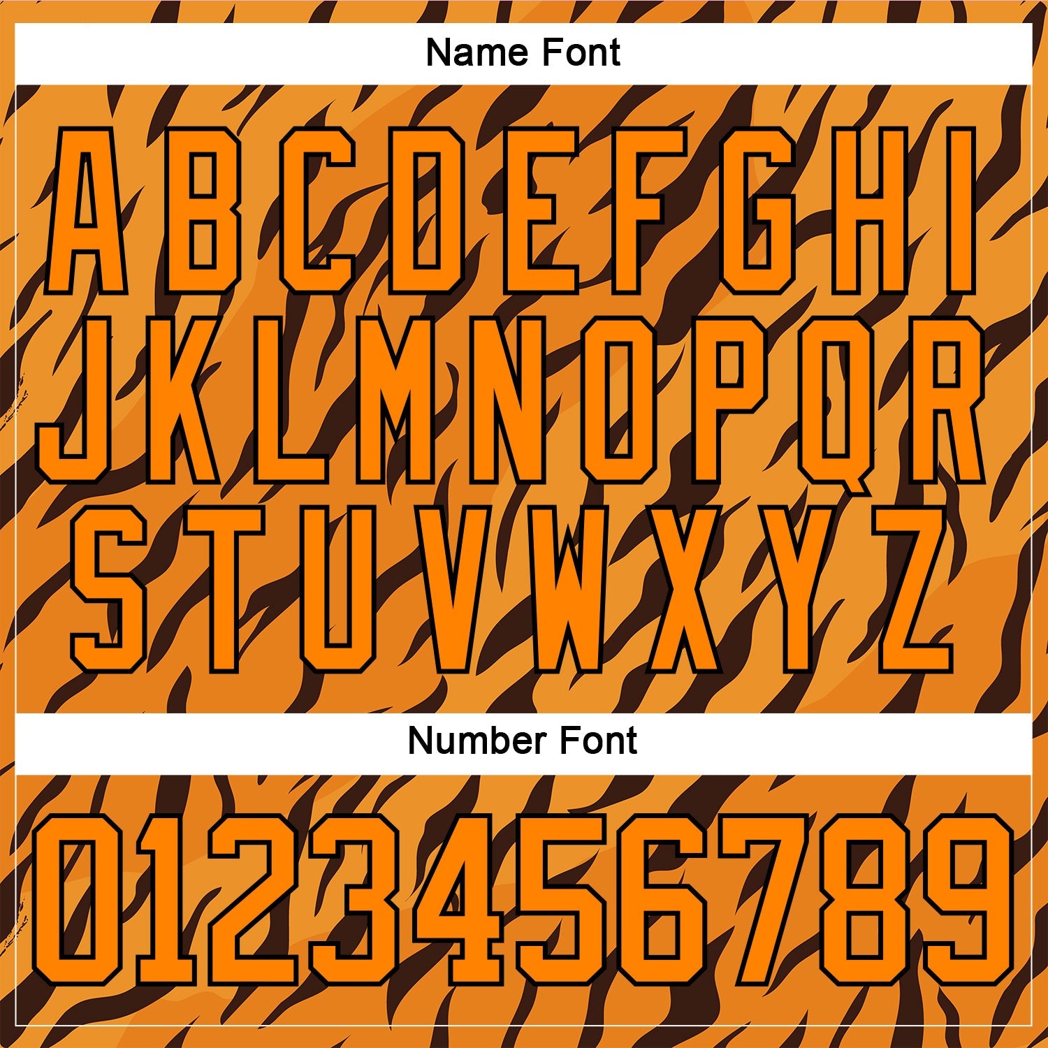 Custom Bay Orange Black Tiger Print Neon Hockey Lace Neck Jersey view 7