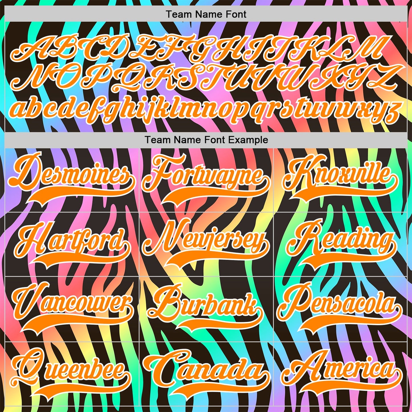 Custom Black Bay Orange Purple Pink Green-White Zebra Print Neon Hockey Lace Neck Jersey view 6