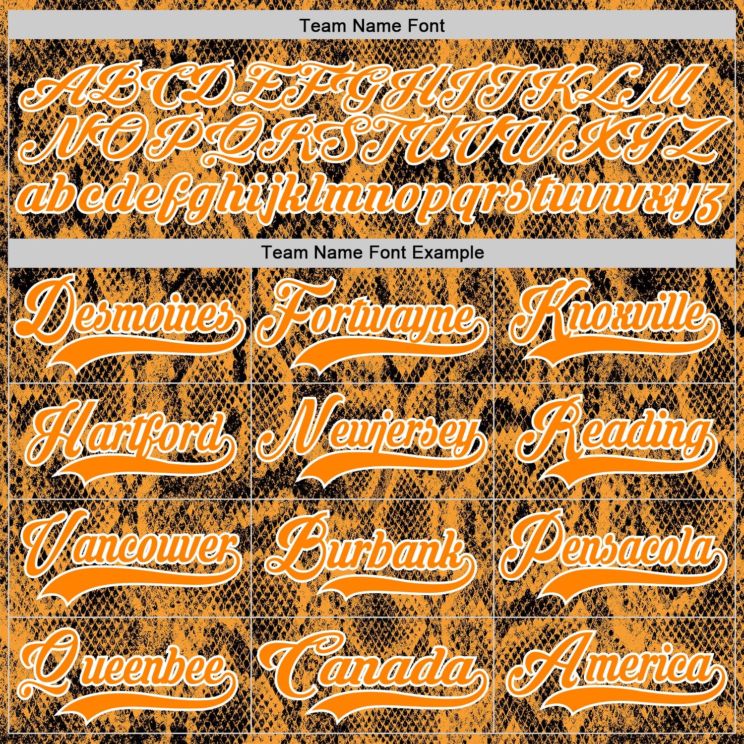 Custom Bay Orange Black-White Snake Skin Print Hockey Lace Neck Jersey view 6