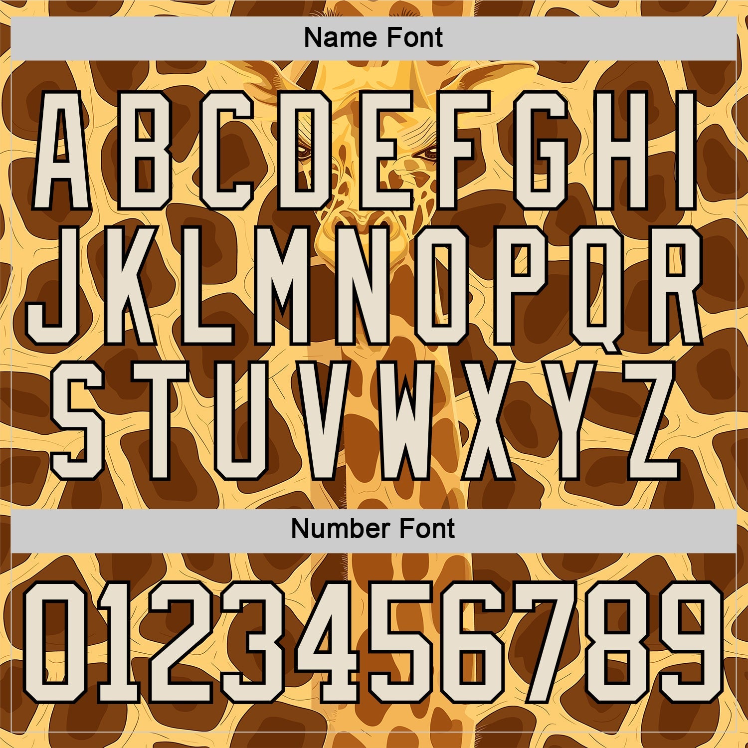 Custom Yellow Cream Brown-Black Giraffe Print Hockey Lace Neck Jersey view 7