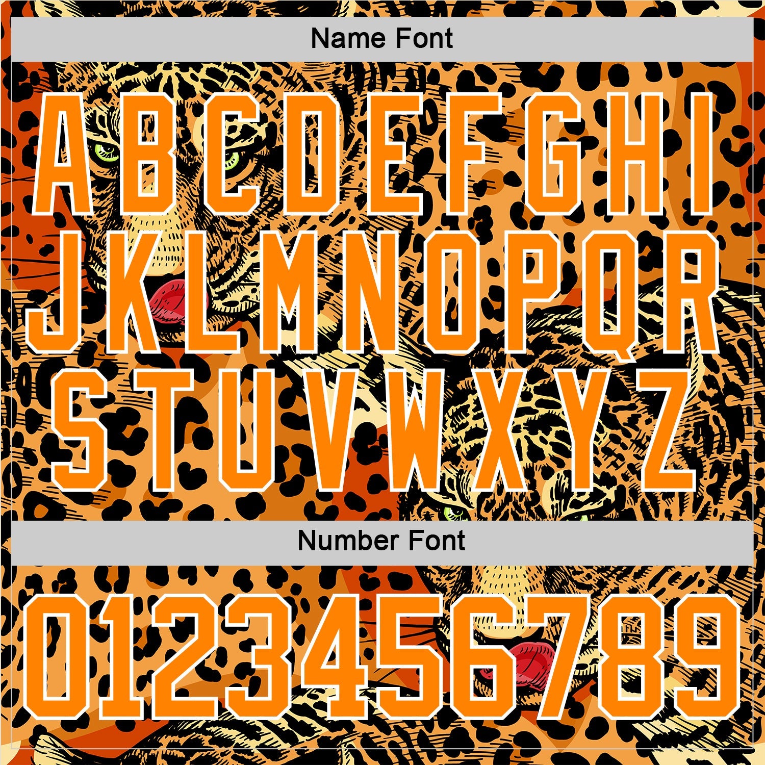 Custom Bay Orange Black-White Leopard Print Hockey Lace Neck Jersey view 7