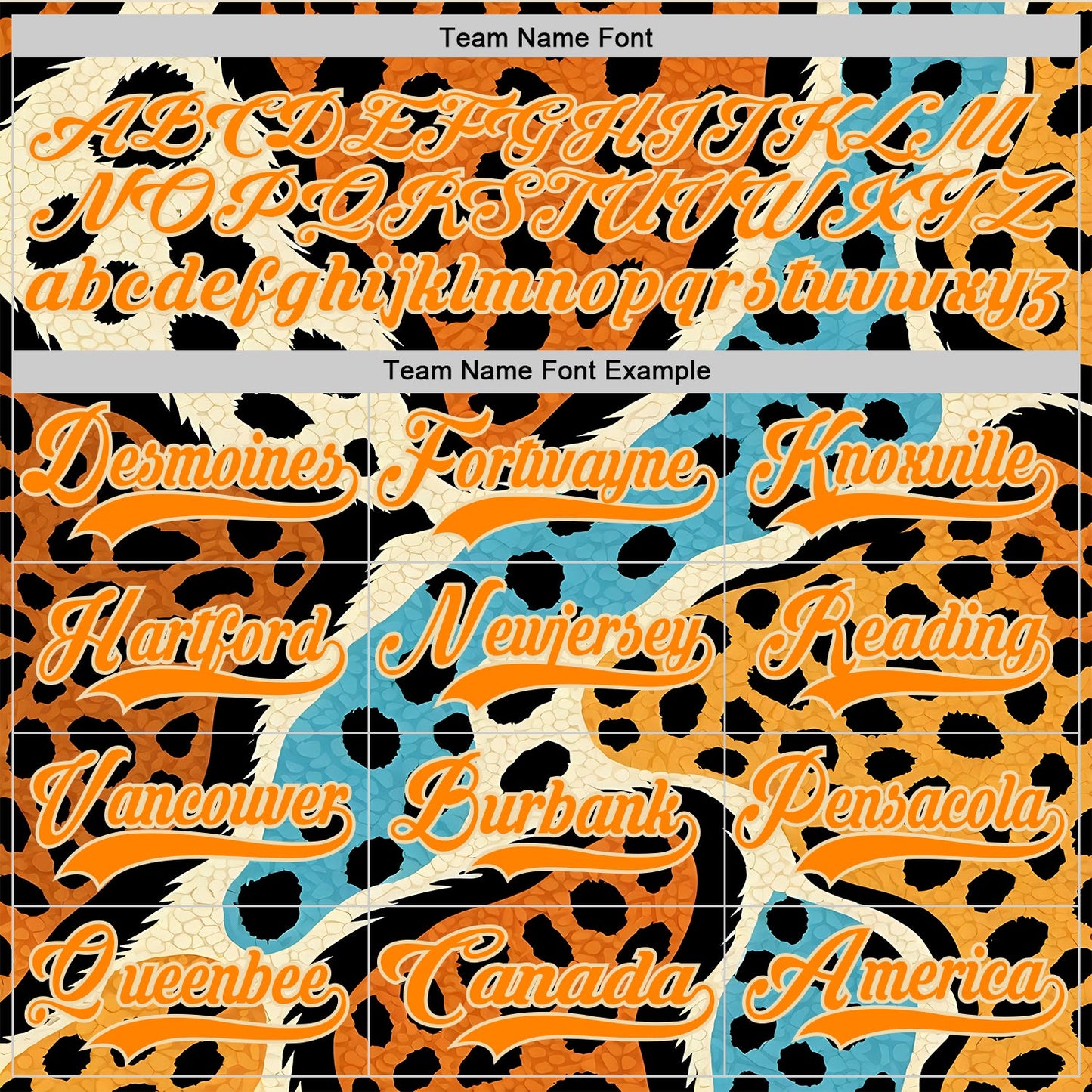Custom Bay Orange Blue Black-Cream Animal Print Hockey Lace Neck Jersey view 6