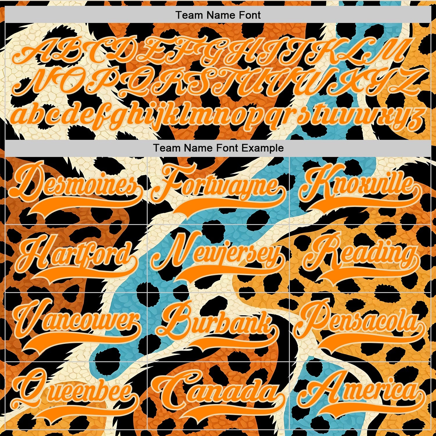 Custom Bay Orange Blue Black-Cream Animal Print Hockey Lace Neck Jersey view 6