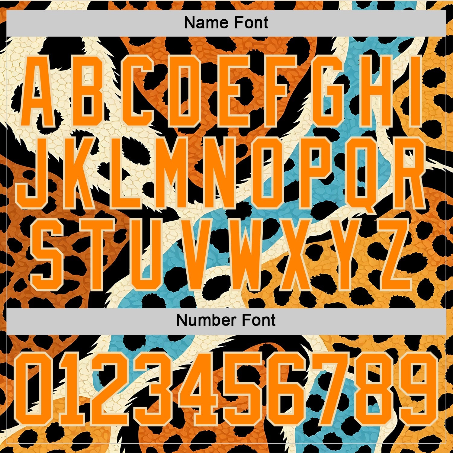 Custom Bay Orange Blue Black-Cream Animal Print Hockey Lace Neck Jersey view 7