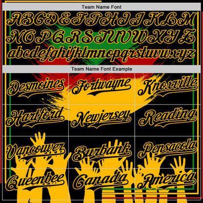Custom Black Green Red-Gold Black History Month Africa Tribal Authentic Baseball Jersey view 4