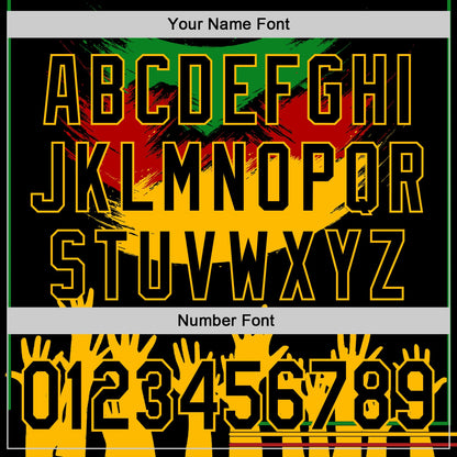 Custom Black Green Red-Gold Black History Month Africa Tribal Authentic Baseball Jersey view 5