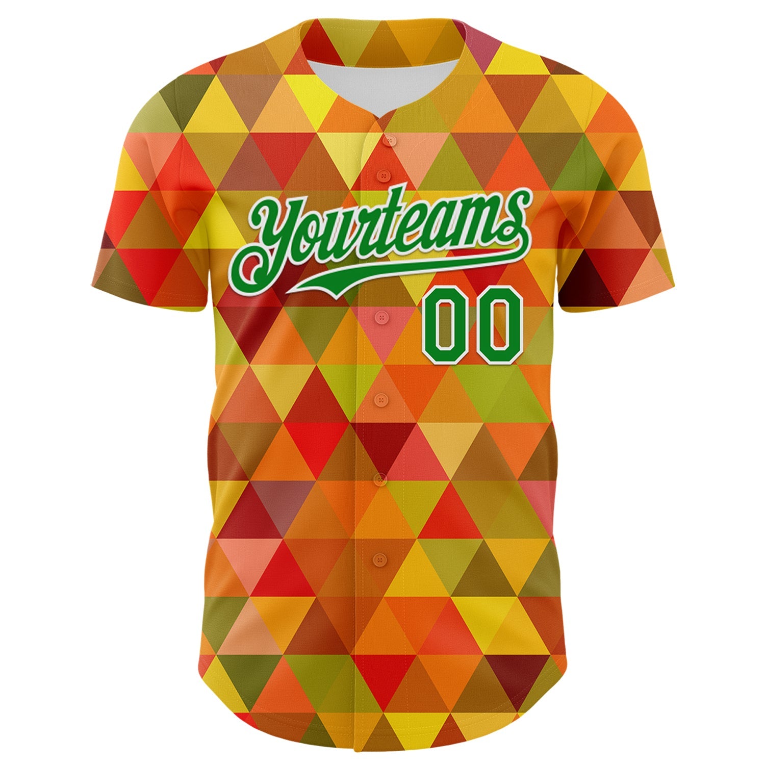 Custom Red Grass Green Yellow-White 3D Pattern Design Black History Month Abstract Geometric Authentic Baseball Jersey view 2