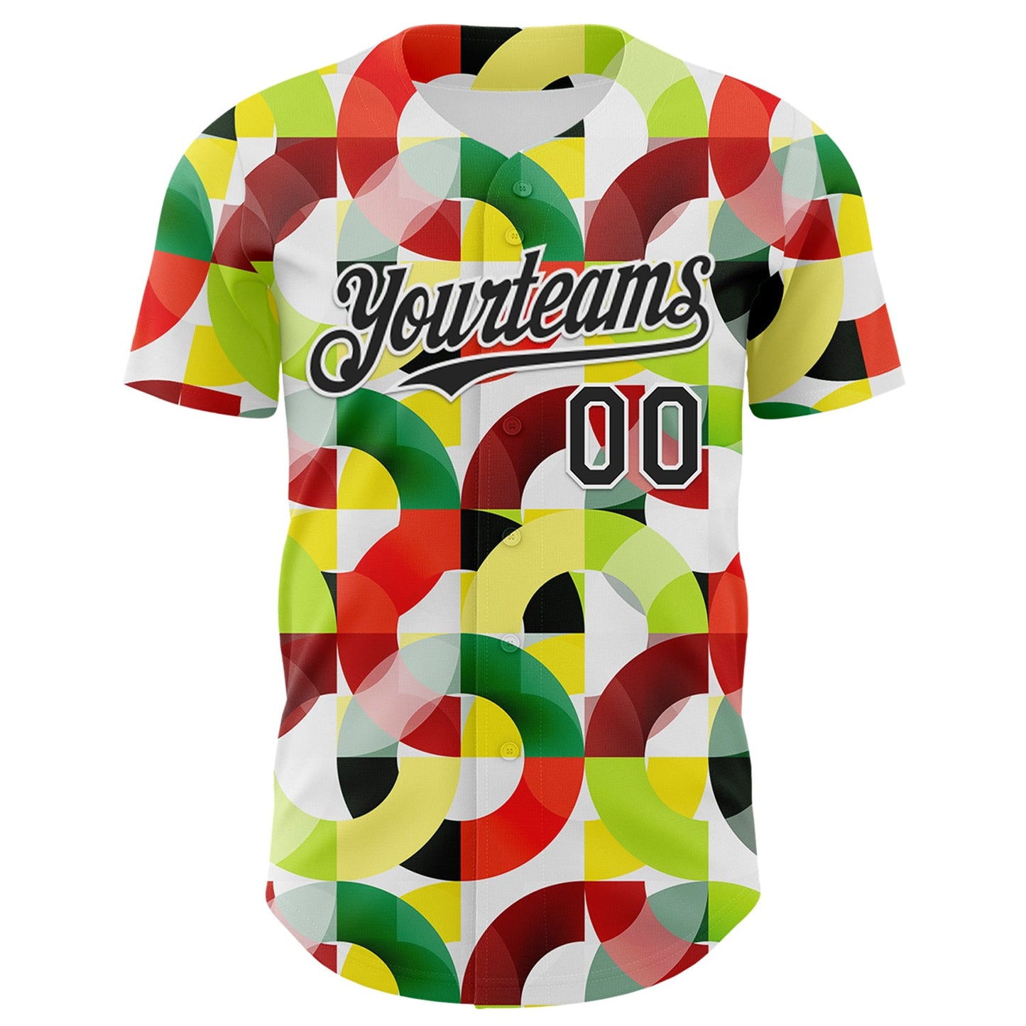 Custom White Black Red Yellow-Green 3D Pattern Design Black History Month Abstract Geometric Authentic Baseball Jersey view 2