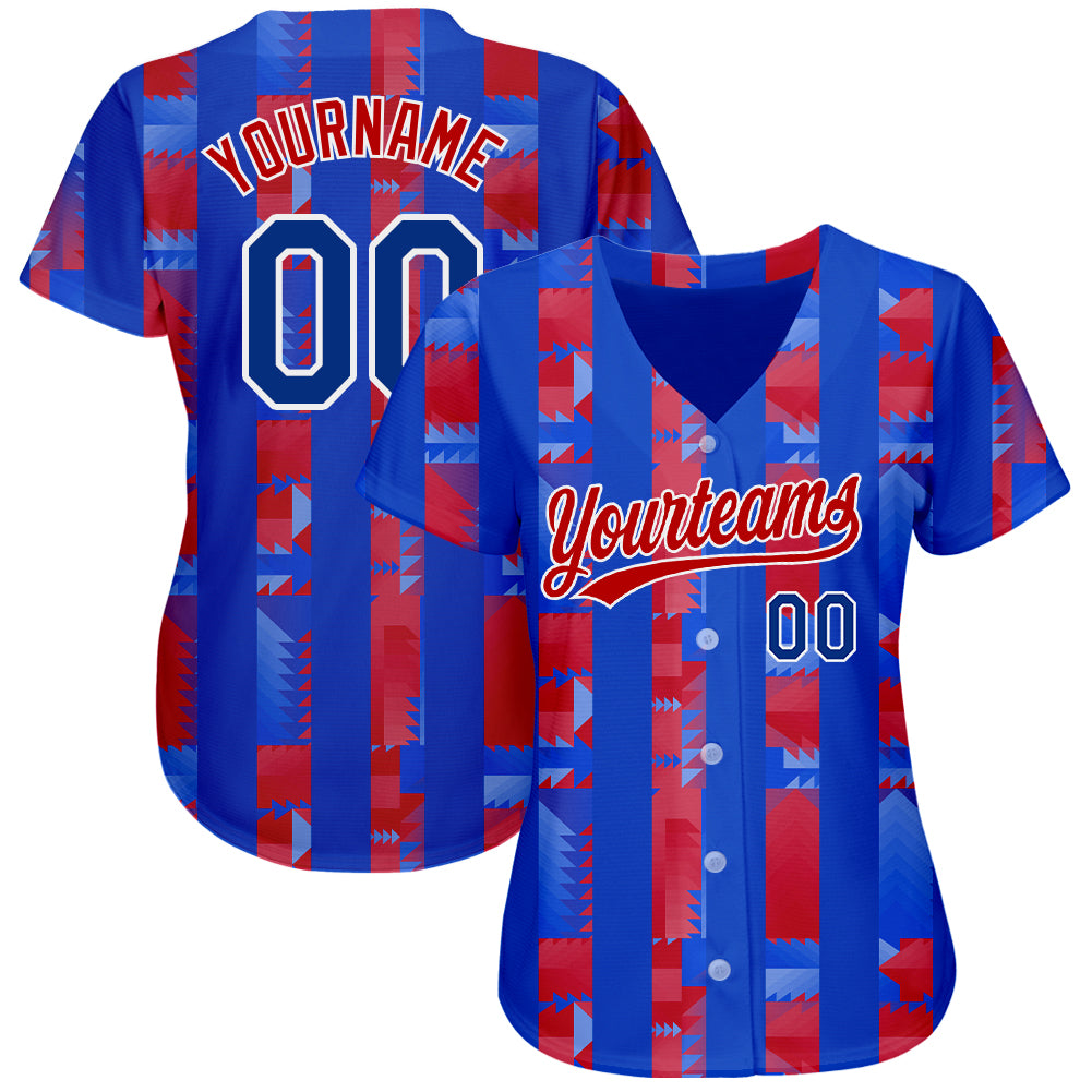 Custom Royal Royal-Red 3D Pattern Design Authentic Baseball Jersey view 2