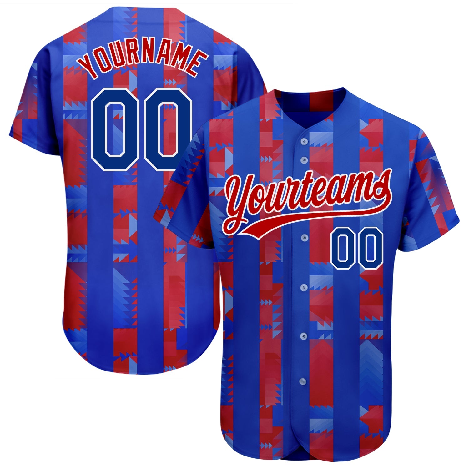 Custom Royal Royal-Red 3D Pattern Design Authentic Baseball Jersey - Main View