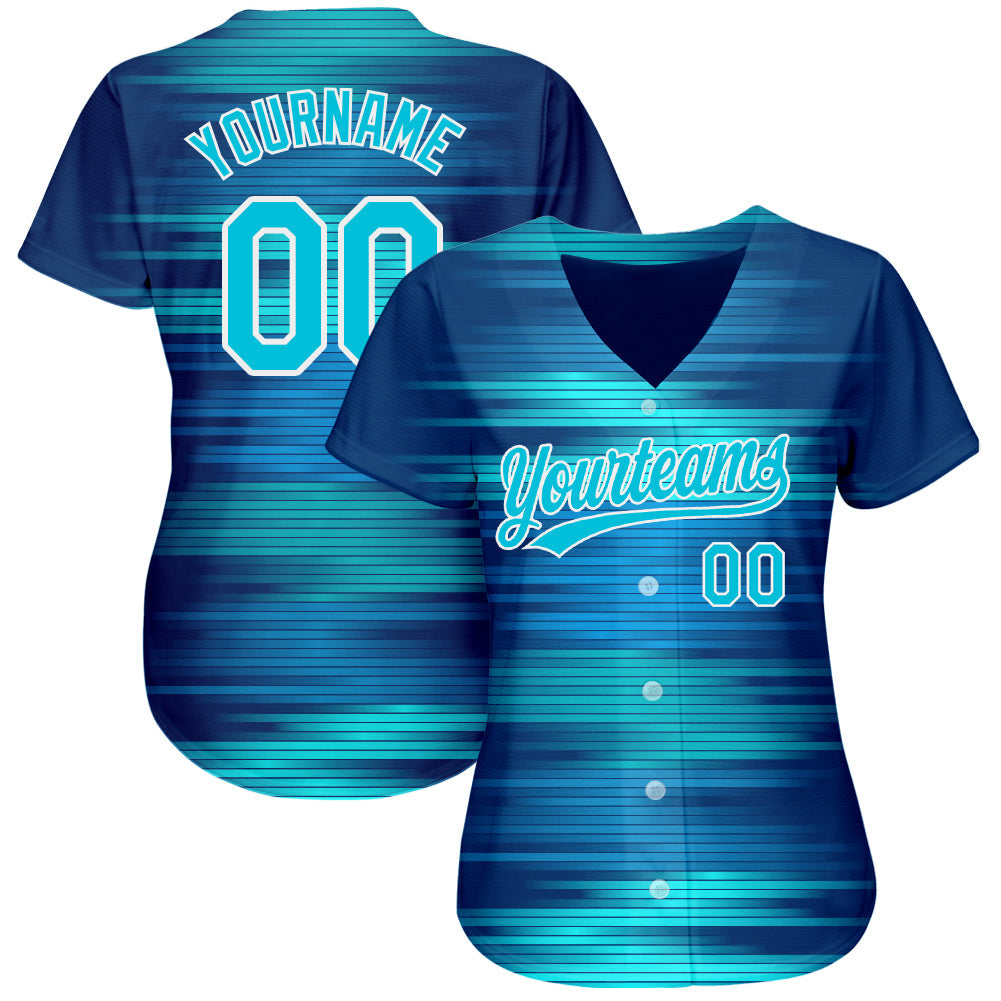 Custom Royal Lakes Blue-White 3D Pattern Design Authentic Baseball Jersey view 2