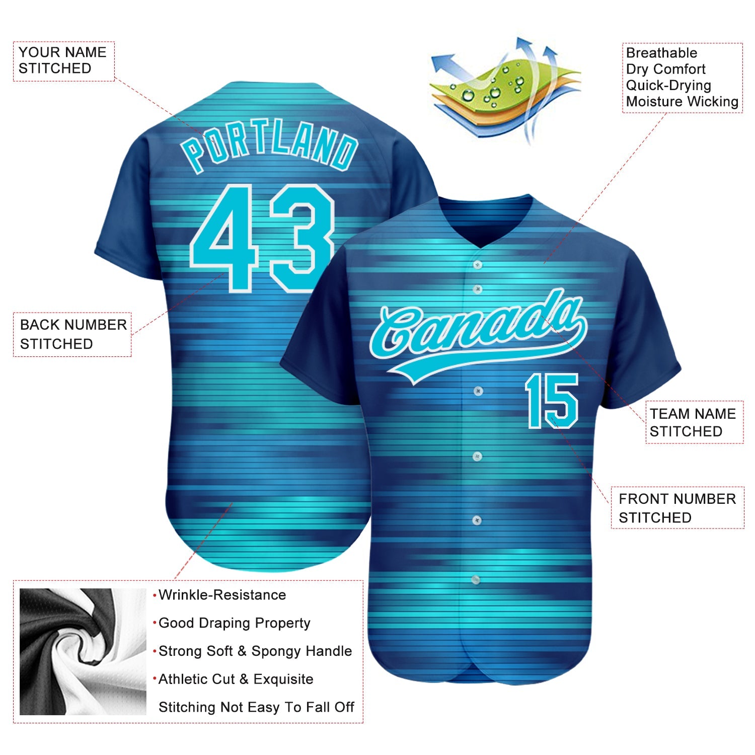 Custom Royal Lakes Blue-White 3D Pattern Design Authentic Baseball Jersey view 3