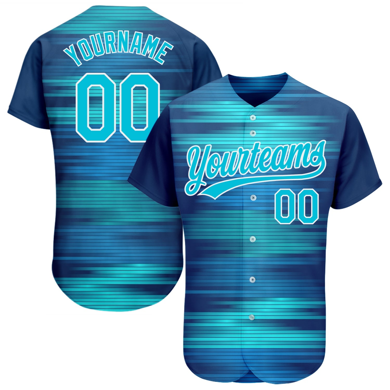 Custom Royal Lakes Blue-White 3D Pattern Design Authentic Baseball Jersey - Main View