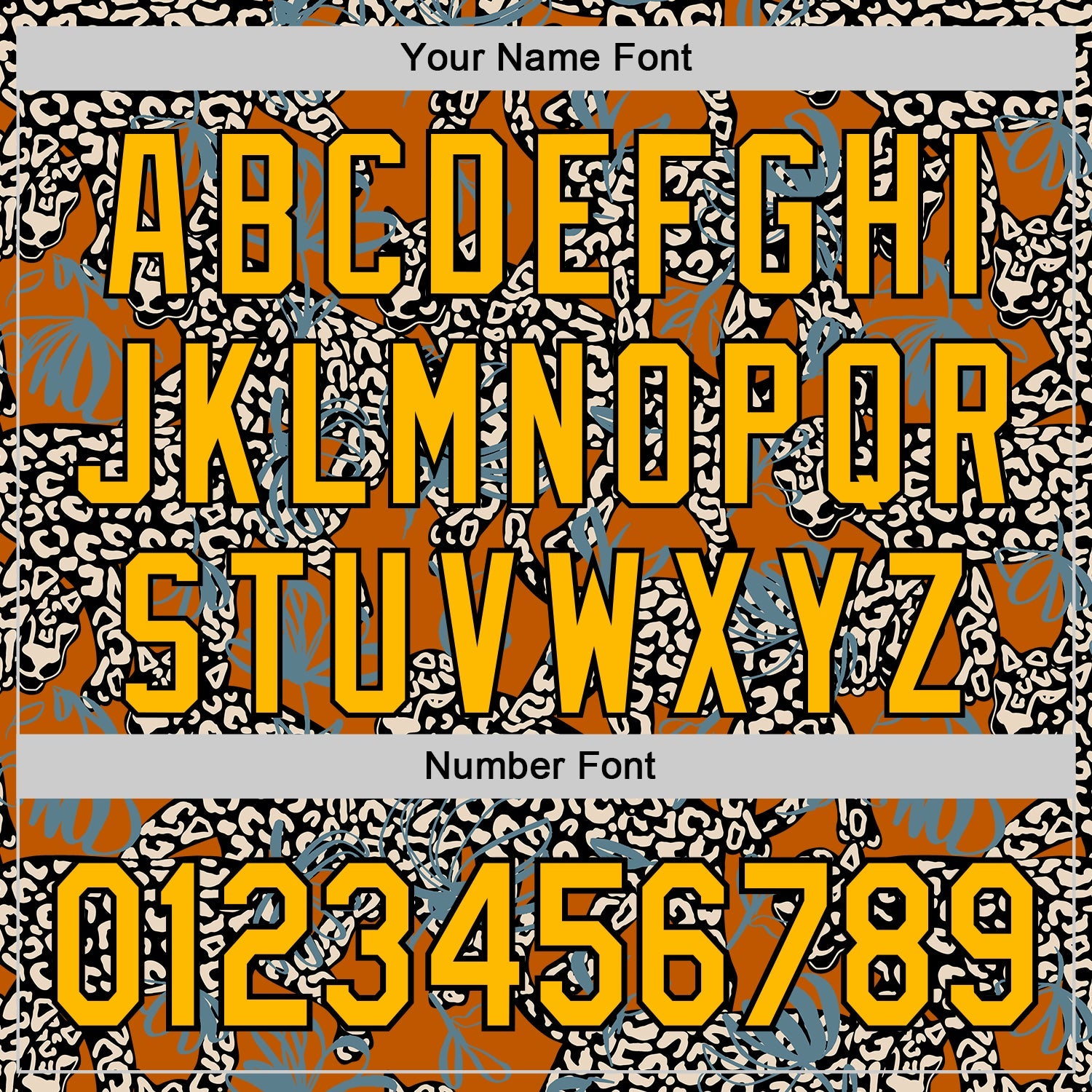 Custom Texas Orange Gold-Black 3D Pattern Design Black History Month Animal Leopard Authentic Baseball Jersey view 5