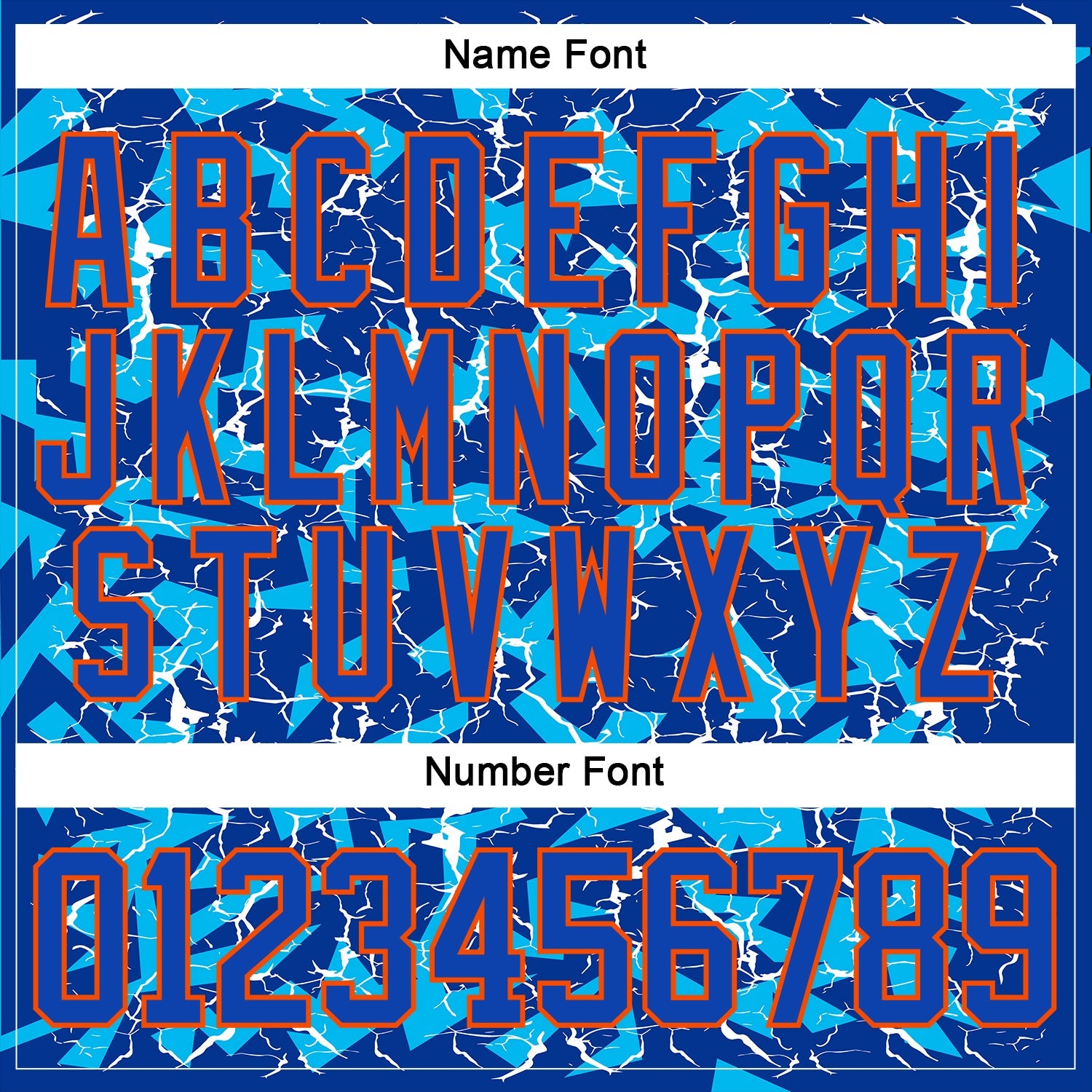 Custom Thunder Blue Orange-Black Lightning Hockey Lace Neck Jersey view 7