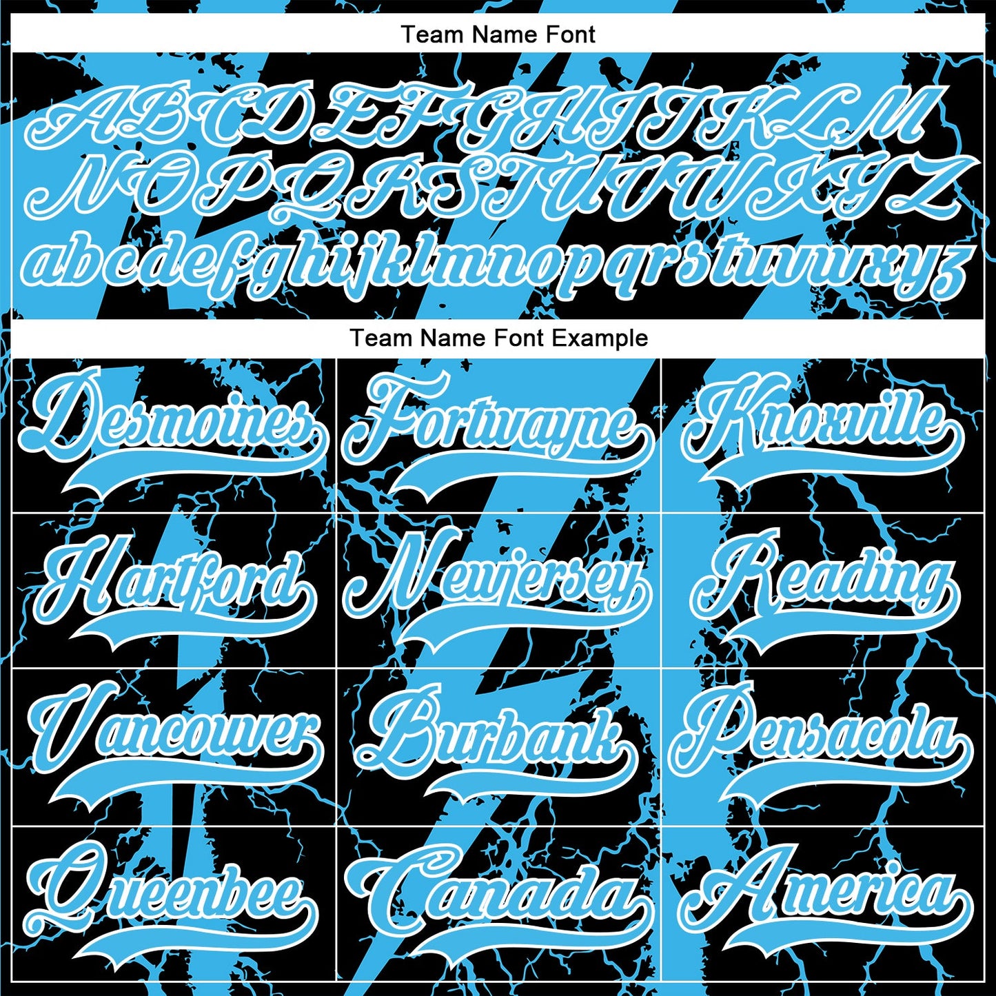 Custom Sky Blue Black-White Lightning Hockey Lace Neck Jersey view 6